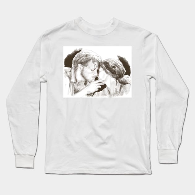 Jamie and Claire the Kiss Outlander Long Sleeve T-Shirt by MamaODea